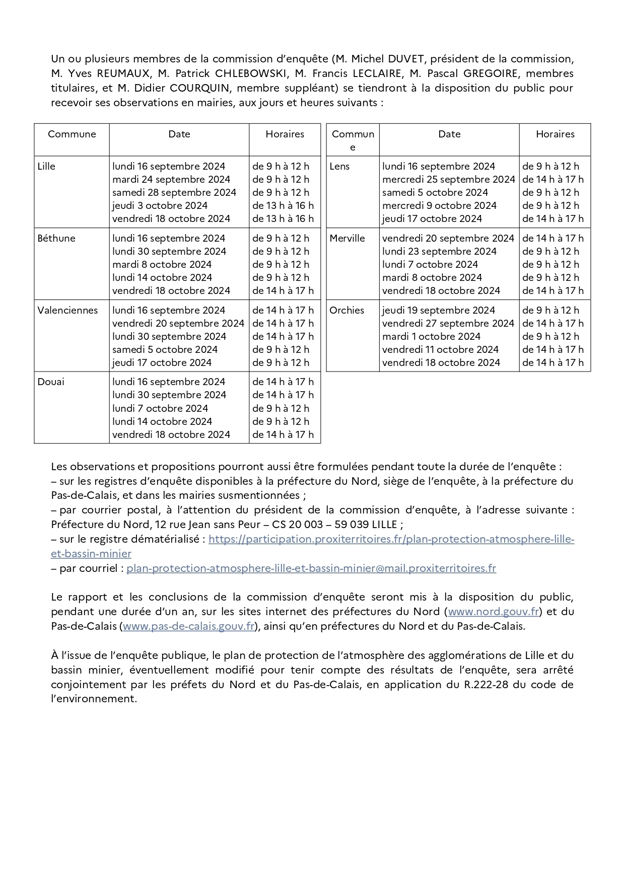 Plan de protection de l'atmosphère des agglomérations de Lille et du bassin minier  2